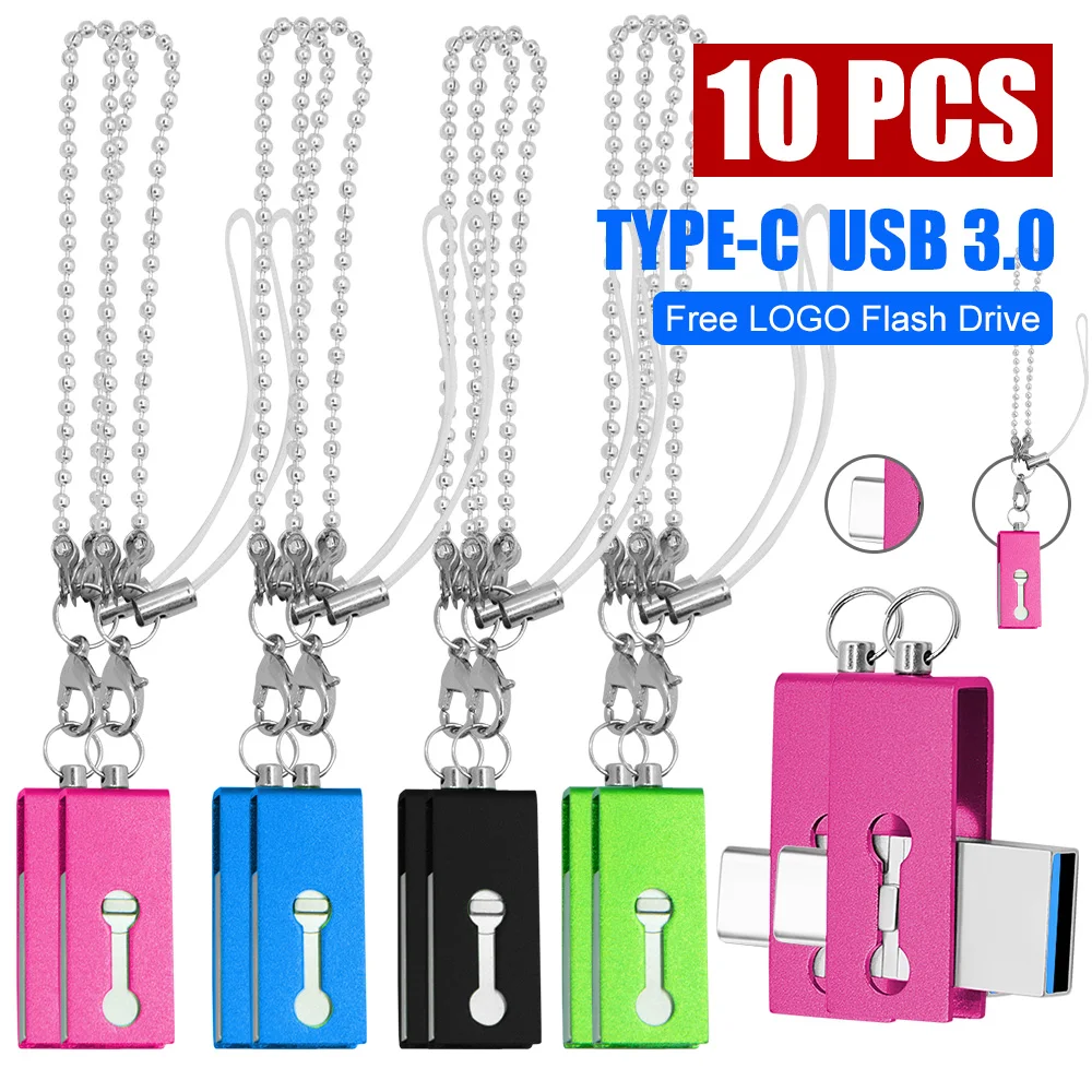 10Pcs Multi-color USB 3.0 Flash Interfeiss 32GB 64GB, 128GB Mini21 metāla U diska mobilajiem tālruņiem un klēpjdatoriem