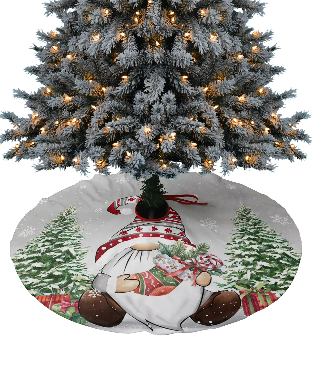 Ziemassvētku Rūķis Sniegpārsliņas Ziemassvētku Eglīte Svārki Bāzes Segtu Xmas Mājas Rotājumi Ziemassvētku Eglītes Paklāju Bāzes Mat