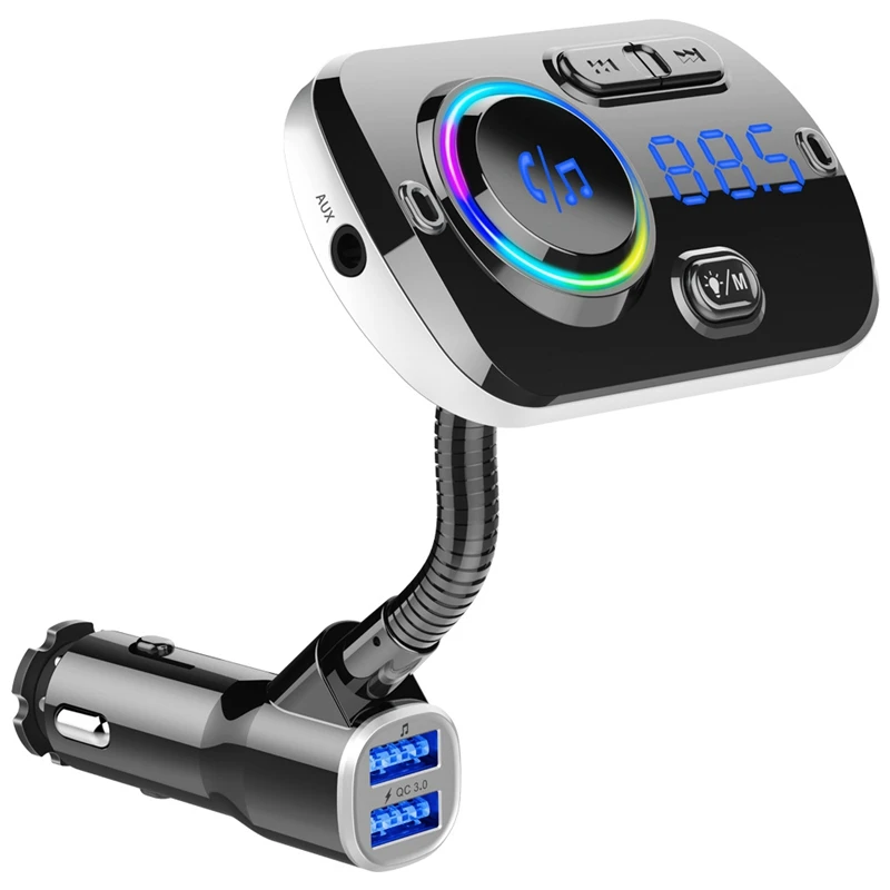 BC49AQ Bluetooth 5.0 FM Raidītājs Aux Auto MP3 Atskaņotājs Bezvadu Brīvroku Automašīnas Komplekts QC3.0 USB Lādētāju Atbalstu LED Backlit
